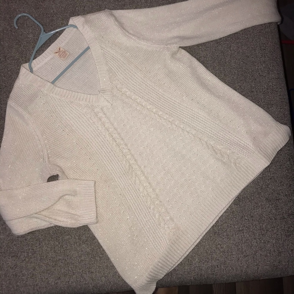 2x White Shimmer Sweater